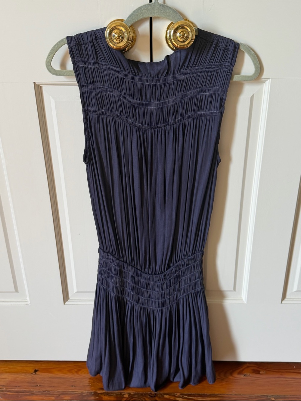 DO+BE Sleeveless Navy Smocked Waist Mini Dress